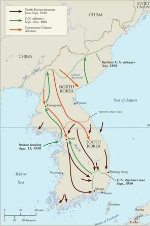 Map and areas affected - Battle of Inchon: The Korean War 15th - 19th of September, 1950