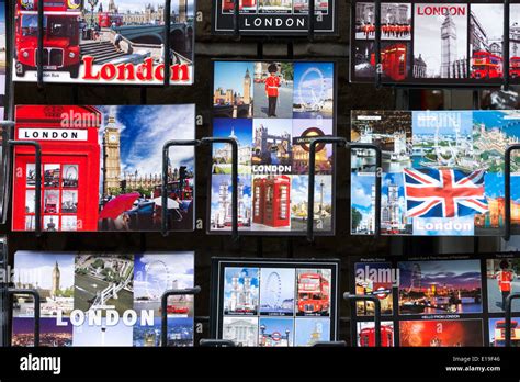 Tourist postcards of iconic London landmarks, England, UK Stock Photo ...