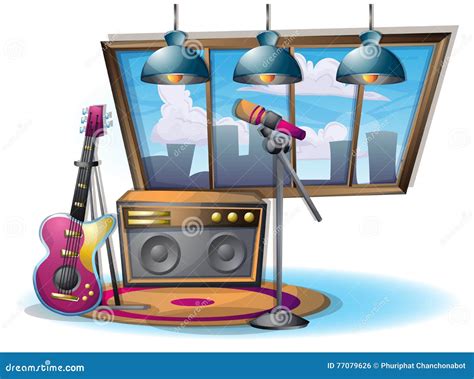 Cartoon Vector Illustration Interior Music Room with Separated Layers Stock Vector ...