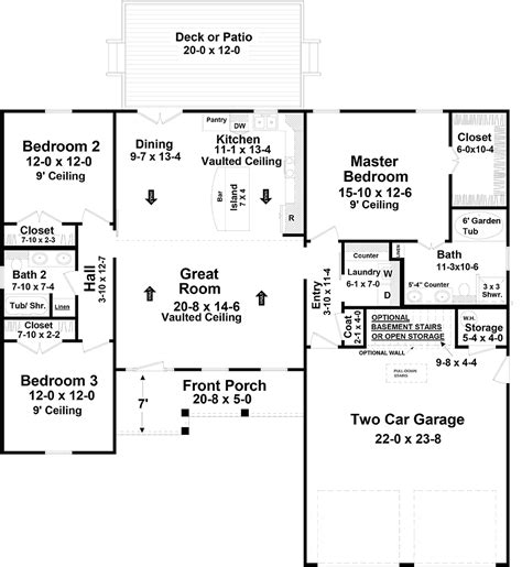 House Plan 60105 - Traditional Style with 1600 Sq Ft, 3 Bed, 2 Ba