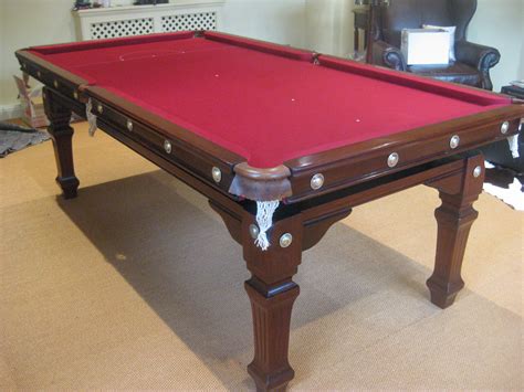 7ft antique Riley snooker dining table. Traditionally French polished and re-covered in Cherry ...