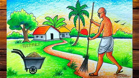 mahatma gandhi swachh bharat abhiyan drawing - YouTube