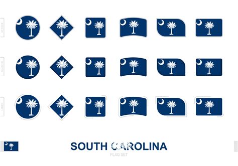 South Carolina flag set, simple flags of South Carolina with three ...