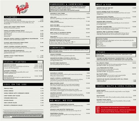 Maxwell's Covent Garden Menu | Salad | Hamburgers