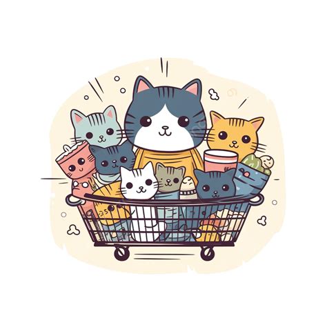 Cat Shopping Illustration, Cat, Cute, Funny PNG Transparent Image and Clipart for Free Download