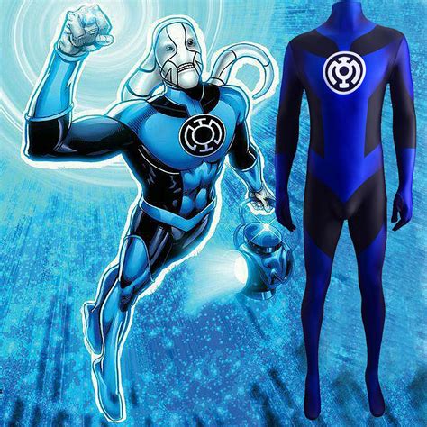 DC Green Lantern Blue Lantern Corps Cosplay Costume Adult Kids Hallowcos