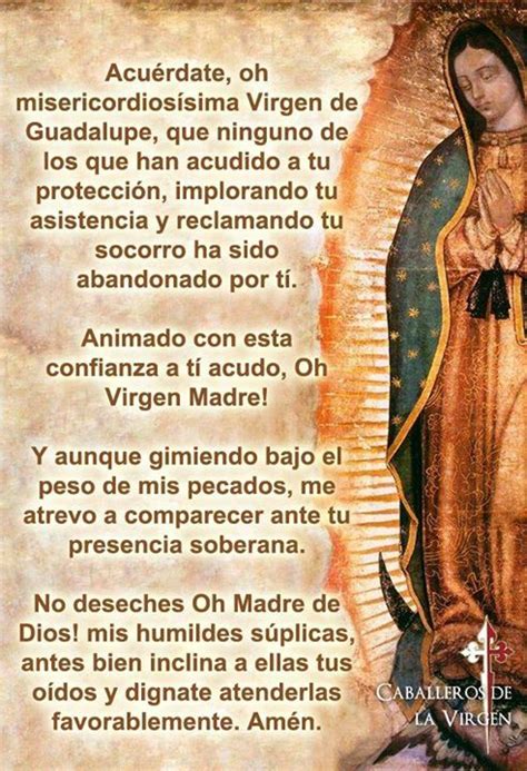 Oremos a Ntra Sra de Guadalupe! Acuérdate oh misericordiosísima Virgen ...