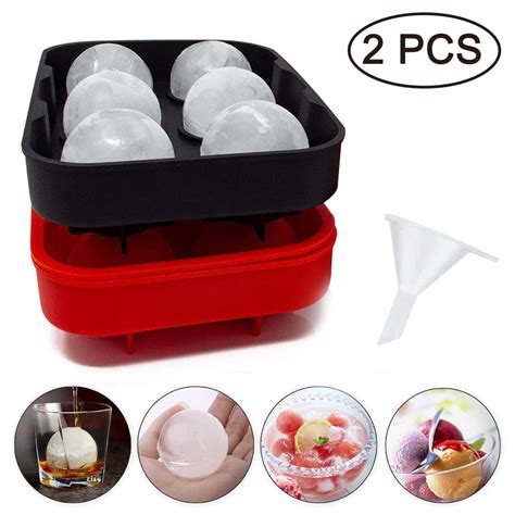 Silicone Ice Cube Mold Ice Ball Mold for Round Ice Cubes 2-pack, (black ...