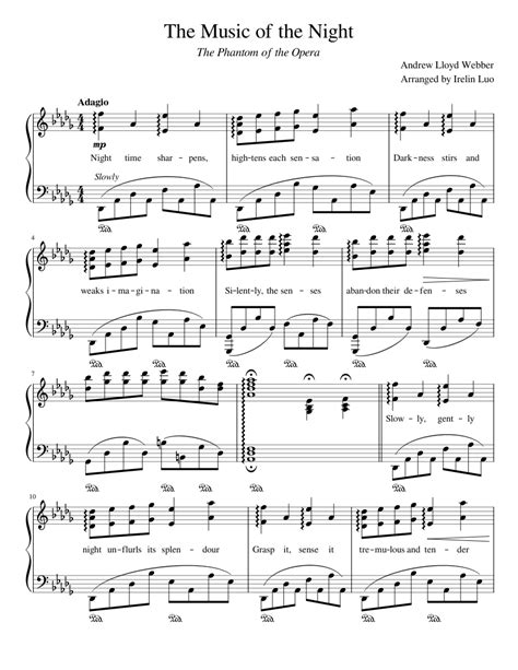 The Music of the Night - from The Phantom of the Opera Sheet music for Piano (Solo) | Musescore.com