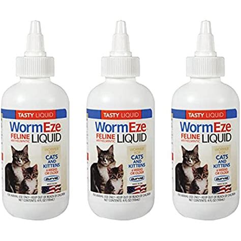 Durvet Pet Medication: Wormeze Feline Dewormer Liquid for Cats & Kittens, 4oz, 3Pack - Walmart.com