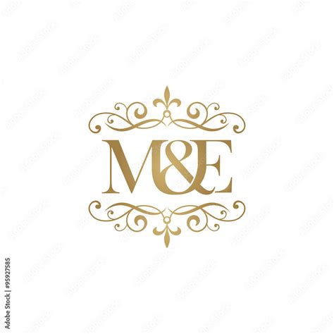 M&E Initial logo. Ornament ampersand monogram golden logo Stock Vector ...