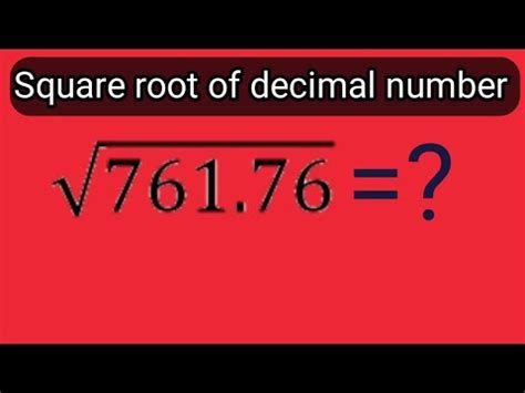 square root of decimal number || decimal square root || - YouTube