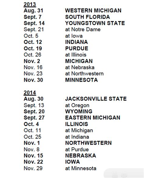 Michigan State Football Schedule Printable