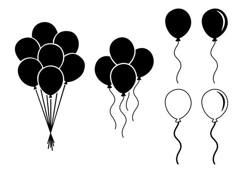 conjunto de diferente globos aislado en blanco silueta vector ...