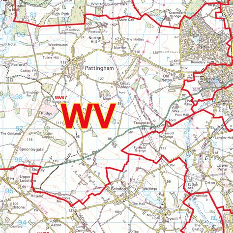 Wolverhampton - WV- Postcode Wall Map : XYZ Maps