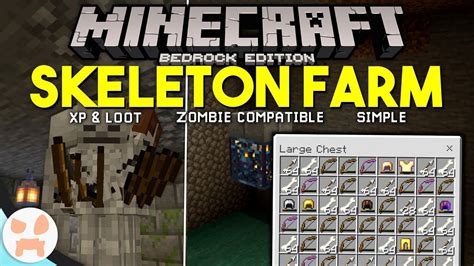 Minecraft Bedrock SKELETON FARM TUTORIAL! | Easy, XP & Loot,