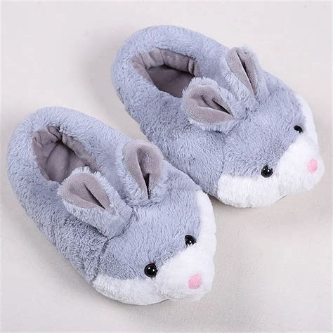 XiaoKaiXin Woman Lovely Animal Slippers for Winter Warm Women's silk art Plush Rabbit Indoor ...