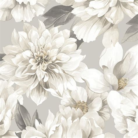 Rasch Floral Dimension Large Flowers Leaf Wallpaper Taupe 283777