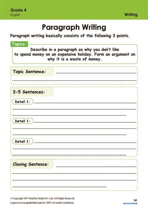 Paragraph Structure Worksheet