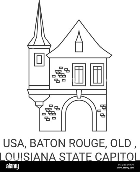 Usa, Baton Rouge, Old , Louisiana State Capitol travel landmark vector illustration Stock Vector ...