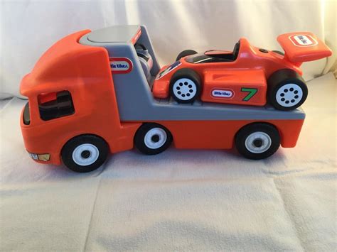 Little Tikes Indy Race Car Hauler with Gas/Mechanics Station (orange and gray) | #2008943205