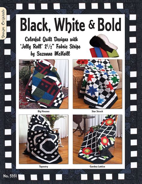 Black White Bold: Colorful Quilt Designs With Jelly Roll Fabric Strips ...