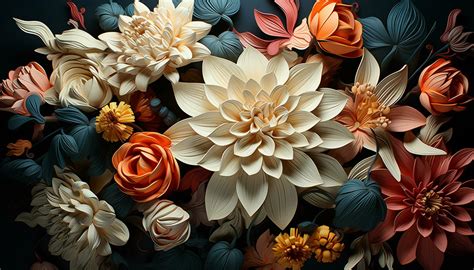 Floral pattern decoration, elegance in nature, autumn bouquet element, generative AI generated ...