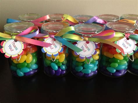 Rainbow candy jars for loot bags | Rainbow themed birthday party ...