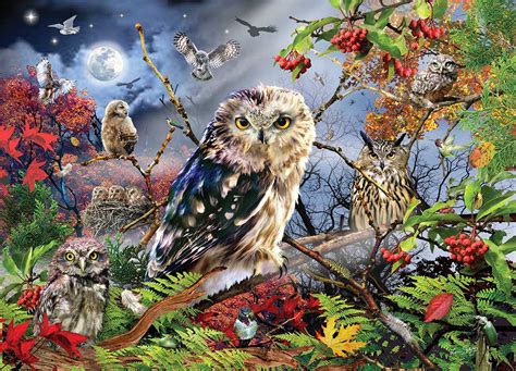 JUMBO Jigsaw Puzzle - Owls in the Moonlight 1000 Piece Jigsaw Puzzle