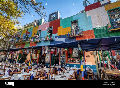 Restaurants in colorful neighborhood La Boca - Buenos Aires, Argentina ...