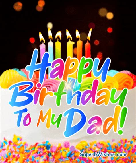 Happy Birthday, Dad With Gold Heart Confetti GIF | SuperbWishes.com