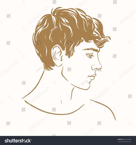 Profile Young Man Short Curly Hair Stock Vector (Royalty Free) 473438740 | Shutterstock