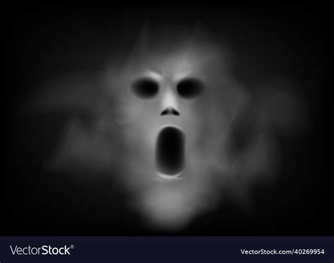 Scary face ghost on dark background Royalty Free Vector