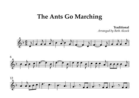 The Ants Go Marching - easy violin (arr. Beth Alcock) by Traditional Sheet Music for Violin Solo ...