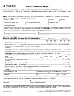 Visual Examination Report - Washington Department Of Licensing - Dol Wa ...