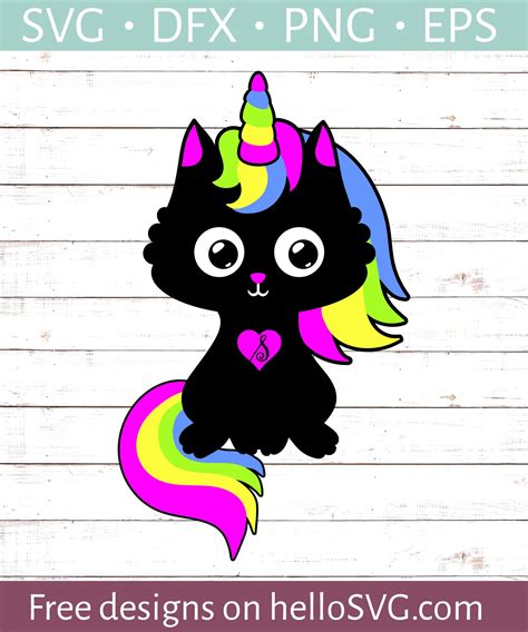 Black Cat Rainbow Caticorn SVG - Free SVG files | HelloSVG.com