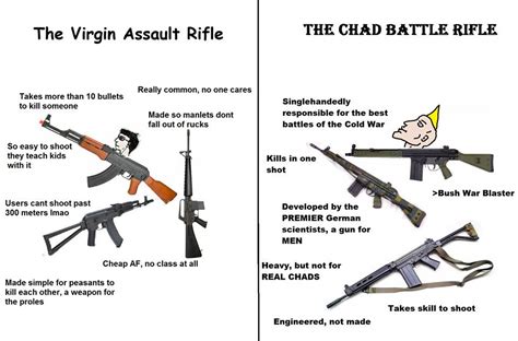 The Vigin Assault Rifle vs THE CHAD BATTLE RIFLE : r/virginvschad