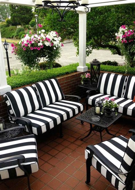 Designer Outdoor Cushion Cover Black and White Stripe welt Piping ...