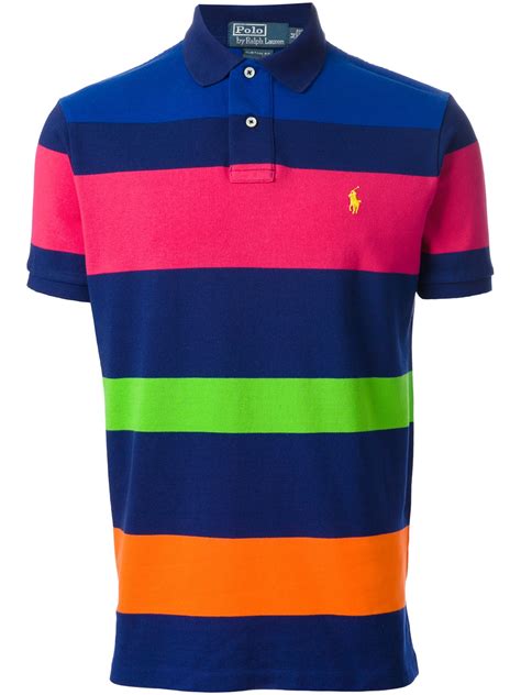 Polo Ralph Lauren Block Stripe Polo Shirt in Blue for Men | Lyst