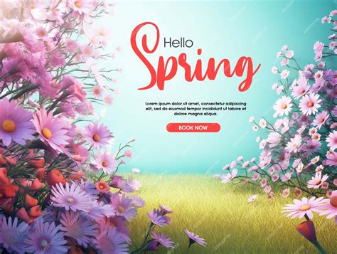 Premium PSD | A poster for spring with flowers on it