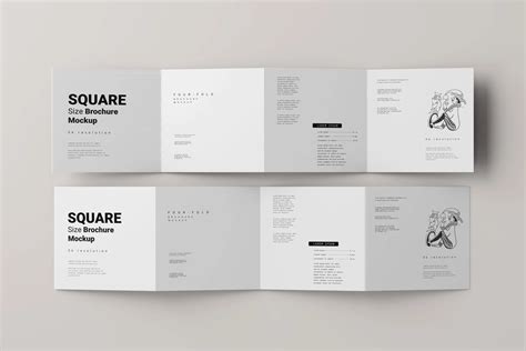 Four Fold Square Brochure Mockups - Mockup Free