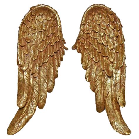 Quality Pair of Gold Wall Hanging Feathered Angel Wings Decorative Wall ...