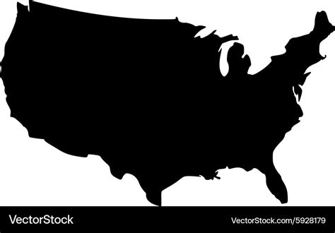 Black silhouette map of United States of America Vector Image