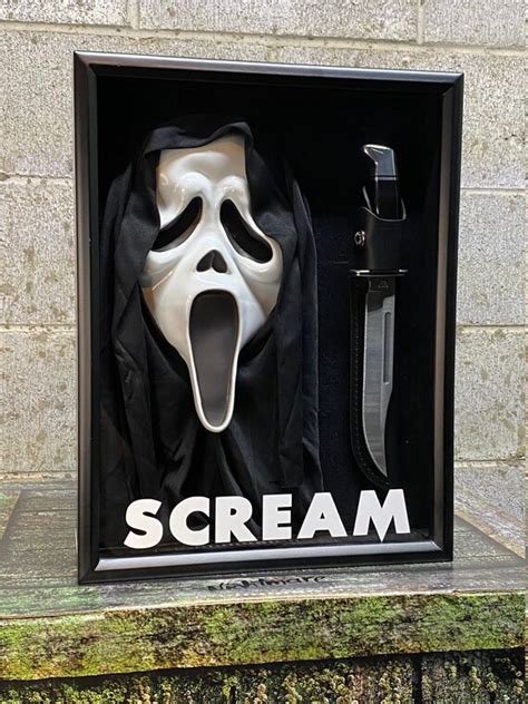 Scream Movie Ghostface Mask & Knife Shadow Box Horror Prop - Etsy