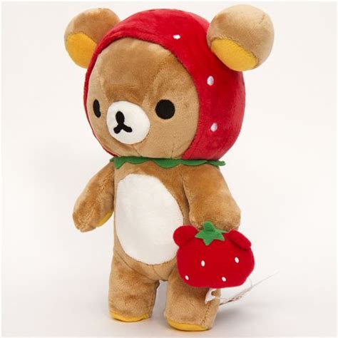 Rilakkuma plush toy brown bear as strawberry - Plush Toys - Kawaii Shop ...