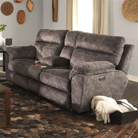 Catnapper Sedona 762229-2793-28 Power Reclining Console Loveseat with Adj Lumbar Support | Lucas ...