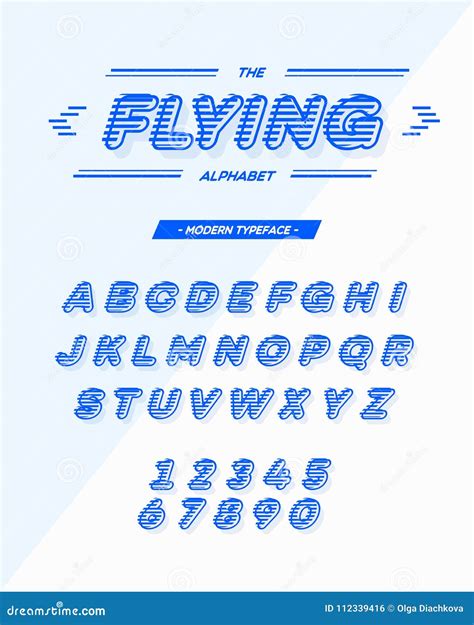 Vector Flying Font Slanted Style Cyan Color Modern Typography. Stock Vector - Illustration of ...