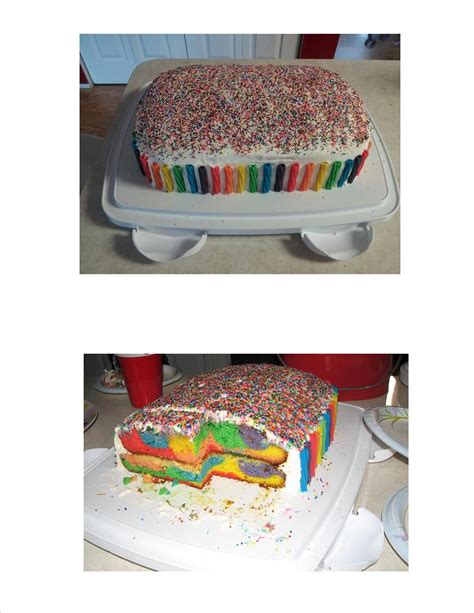 Rainbow birthday cake. rainbow twizzlers around the bottom, whip cream frosting and rainbow ...