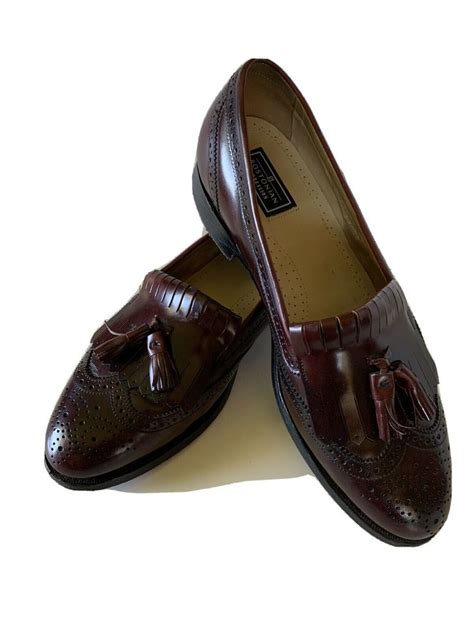 BOSTONIAN IMPRESSION MEN DRESS SHOES LEATHER BROGUE WINGTIP BURGUNDY Sz ...