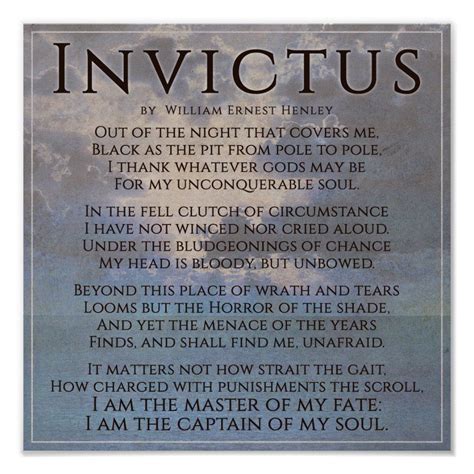 Invictus - Powerful inspirational poem poster | Zazzle.com | Inspirational poems, Inspirational ...